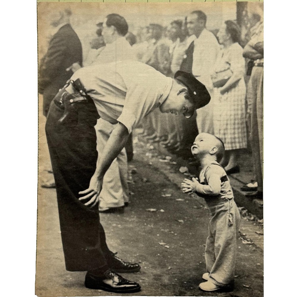 Vintage Police Community Trust Moment Officer with Child Photo Print Ad 1972